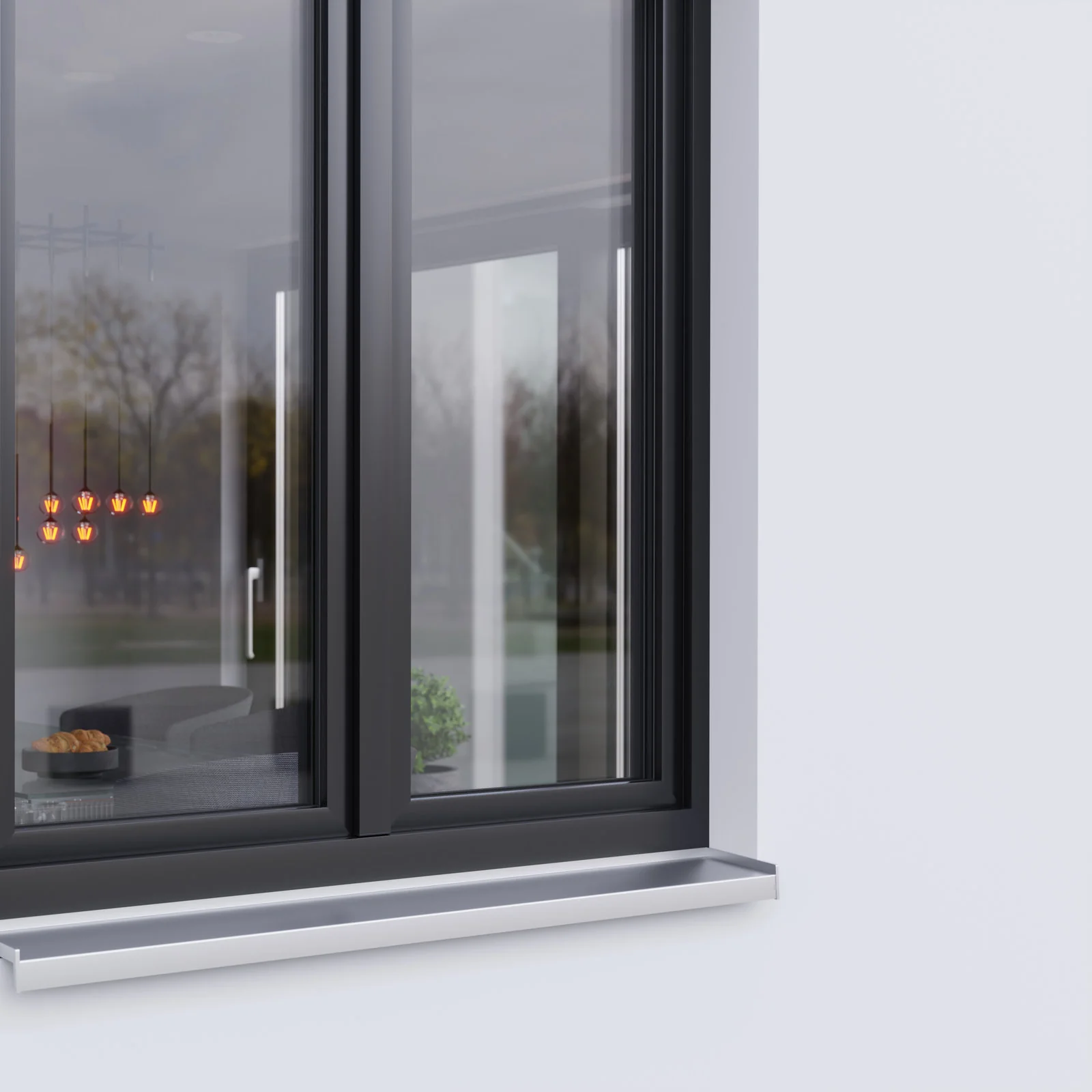 Filigrane Aluminiumfenster von heroal in einem modernen Wohngebäude