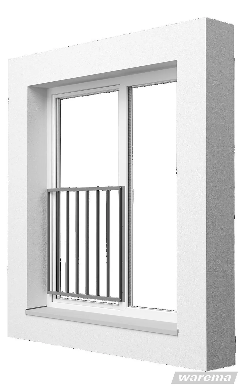 WAREMA VisioNeo Rail-Style: Stabgeländer als Absturzsicherung am Fenster