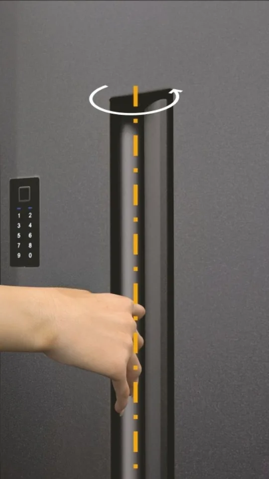 Hand greift in den SmartGrip-Griff und dreht ihn zum Öffnen